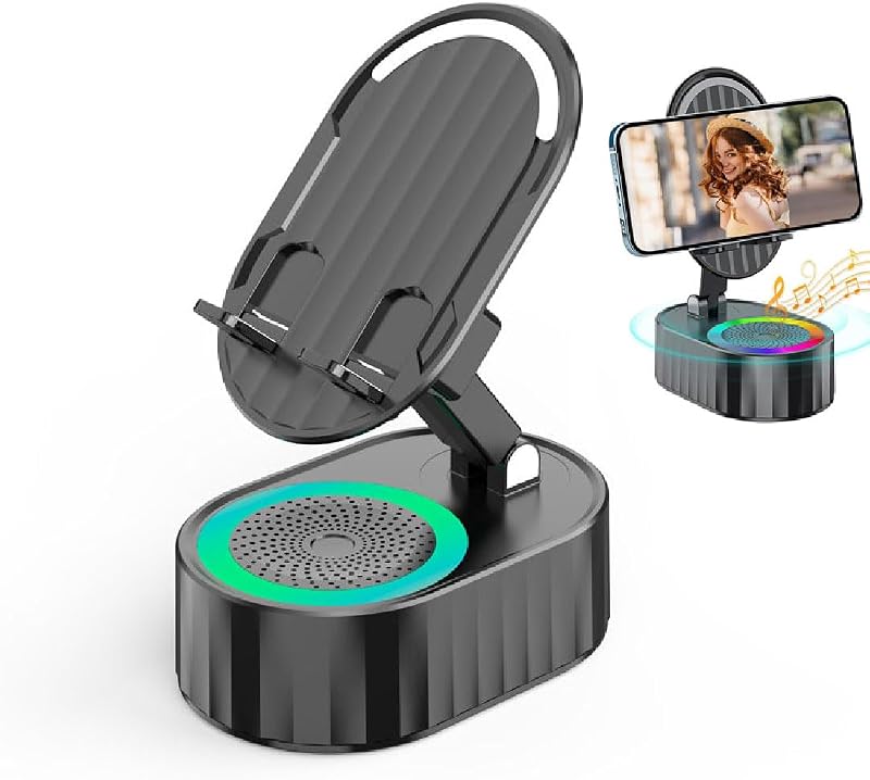 GUSHE 5-in-1 Wireless Bluetooth Speaker Phone Holder Power Bank Foldable Black