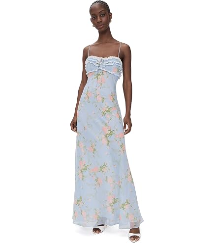 rosalyn maxi dress For Love & Lemons Women's Dress, Yellowblue, S at Amazon Women's Clothing store Size:17 1/2 32/33 Slim aurelia sculpt maxi length high neckline Vintage Midi Length Dress