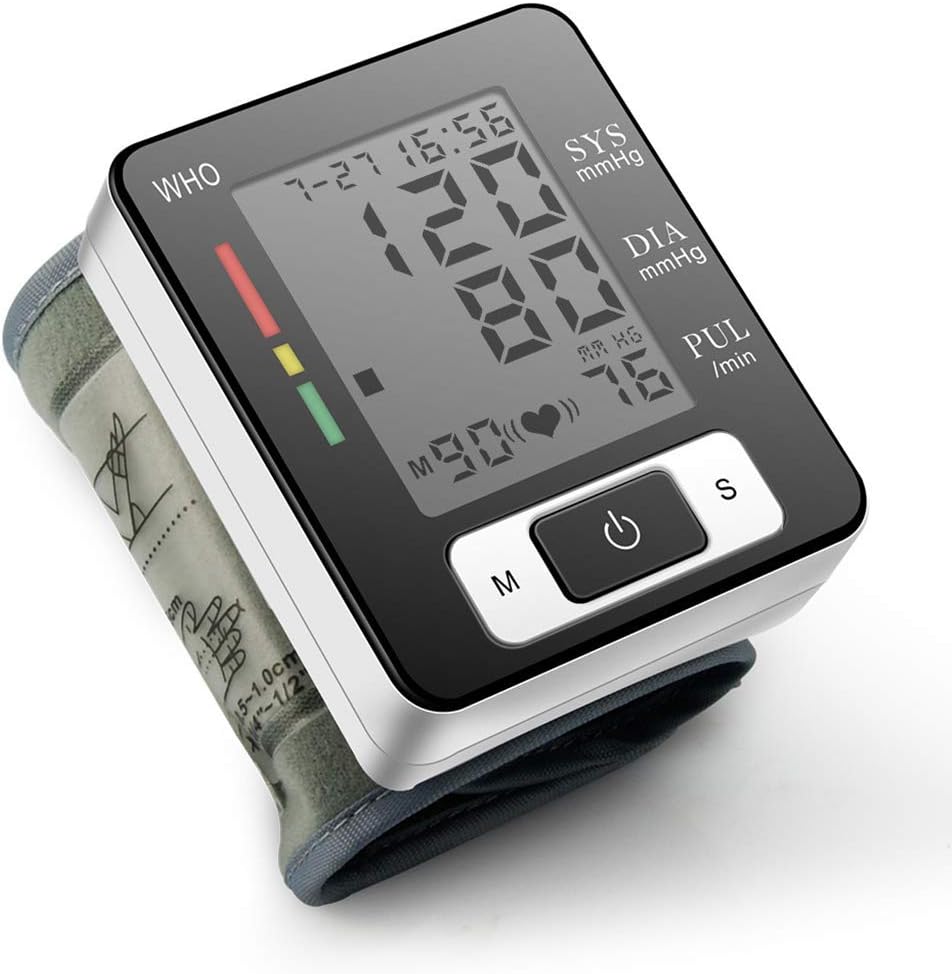 Huaaag Smart Electronic Blood Pressure Monitor Upper Arm Blood Pressure Meter Automatic Sphygmomanometer Pulsometer, Full-Automatic Wrist-Type Electronic Blood Pressure Monitor