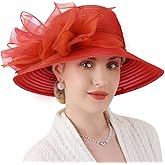 DRESHOW Lady Derby Dress Church Bowler Cloche Hat Bowknot Organza Bridal Cap for Wedding
