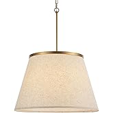 MhyTogn 24" Boho Chandelier, Tapered Fabric Drum and Antique Gold Accents Paint Finish Shade Pendant Lighting for Nursery Roo