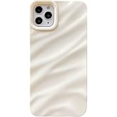 Caseative for iPhone 11 Pro Max Case, White | Water Ripple Pattern Curly Wave Shape Soft