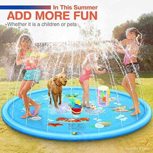 Splash Play Mat, Water Spray Pad Inflatable Splash Sprinkler Pad for