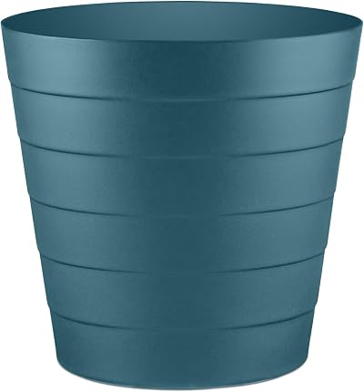 Zuvo 5L Navy Blue Plastic Paper Bin with Wave Design Office Desk Waste Basket