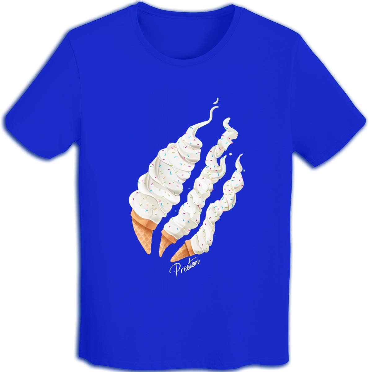 Preston Playz Ice Cream Cotton T-Shirt Crewneck Short Sleeve T-Shirts Casual Soft Tops Youth