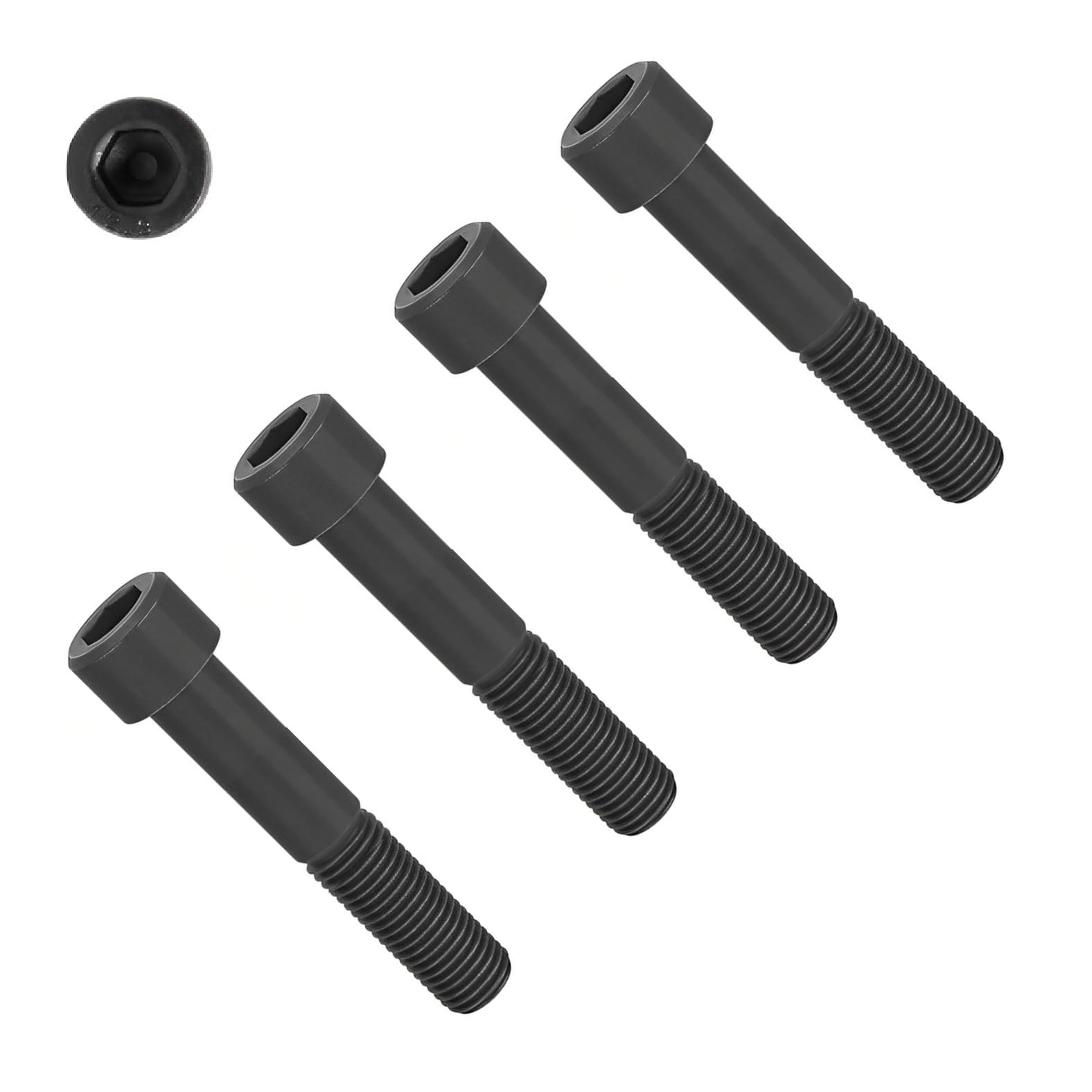 TERF® M12 X 75mm Hex Socket Cap Head Machine Screws Self Colour Black High Tensile Grade 12.9 Machine Screw M12 (12mm) X 75mm Allen Key Hexagonal Socket Bolts - Pack of 4