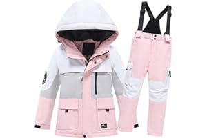 Kids Girls Boys Essential Winter Ski Suit Thicken Warm Hooded Jacket Coats Snowsuit Toddler Waterproof Ski Pants Set