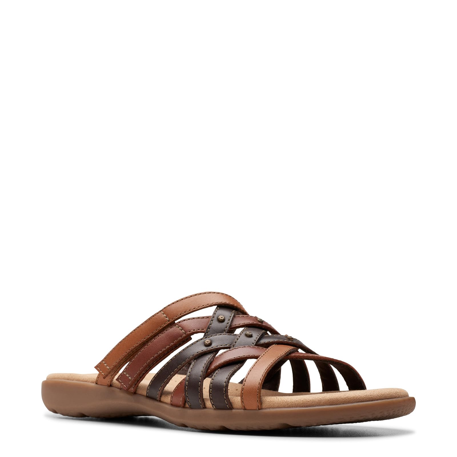 Clarks Women’s Elizabelle Rio Slide Sandal, Brown Multi Leather, 12