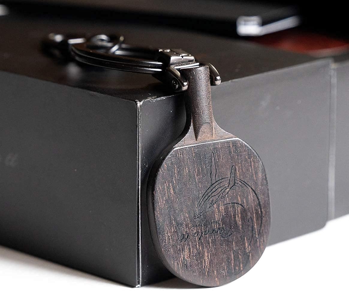 Illusioni Piccolo TT Blade Table Tennis Racket Keychain/Key Ring - Ebony Black - Wooden - Best Gift for Ping Pong Lovers: Clothing