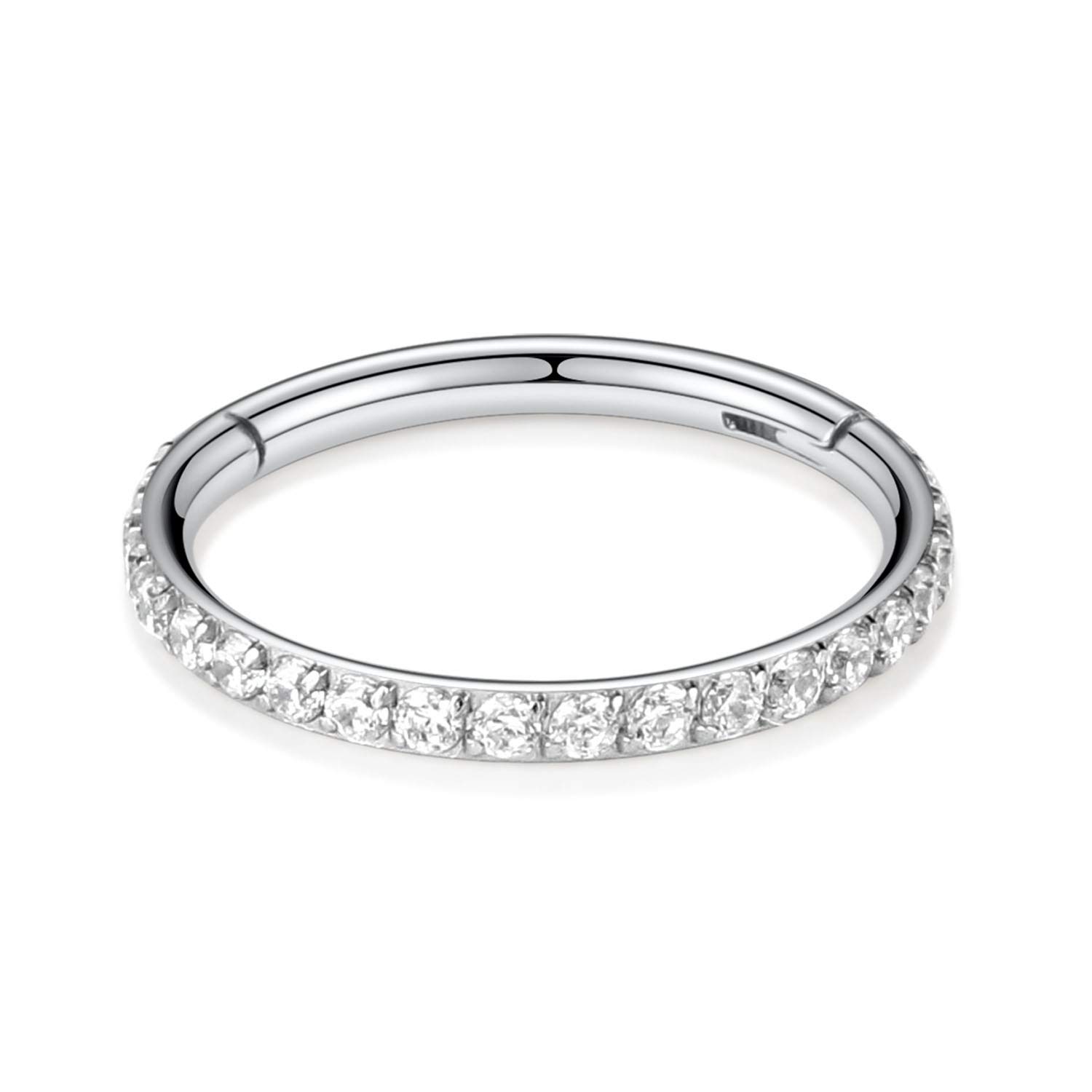 hengkaixuan 16G CZ Nose Rings Septum Clicker G23 Titanium Segment Helix Cartilage Earrings Hoop Daith Piercing Jewellery