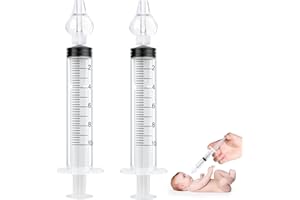 Vicloon Baby Nasal Irrigator, 2PCS Nasal Syringe for Baby, Syringe Nasal Irrigator with Cleanable and Reusable Silicone Nasal Suction Tip forIrrigation, Nasal Spray, Nasal Hygiene（Transparent）