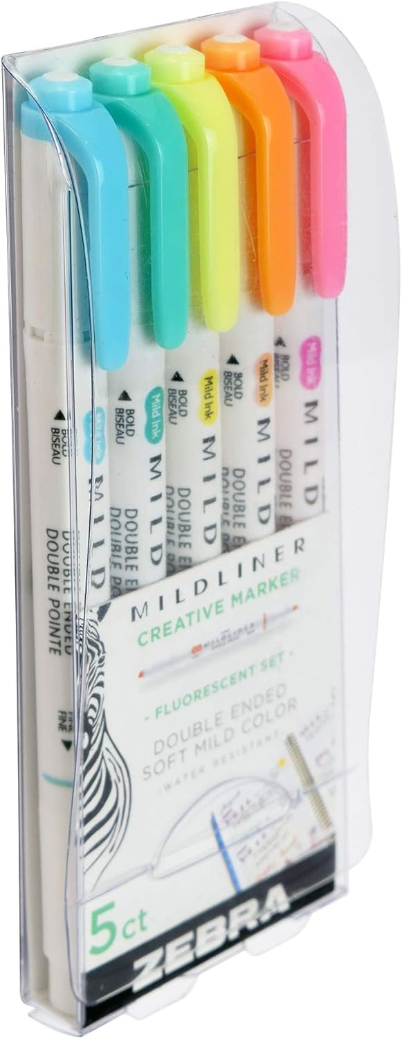 Zebra Pen Mildliner 5-Pack Fluorescent, Multicolors: Office Products