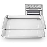 2 PCS Stainless Steel Baking Tray Pan Compatible with Cuisinart Toaster Oven Tray,Suitable for Cuisinart Air Fryer TOA-060 and TOA-065, Cookie & Bread Baking Sheet Pan (12.4x10.06 inch)…