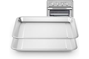 SETTLEDOWN Air Fryer Tray Replacement for Cuisinart TOA-60 TOA-65 TOA-70 Toaster Air Fryer Convection Oven, Dishwasher Safe 12.4 * 11''Mesh Air Fryer Stainless Steel Basket Wire Rack Accessories Parts 2 SET