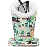 FlyingMage Plush Lined Eyeglasses Holder, Cute Magnetic PU Leather Glasses Stand Case for Women Men Kids