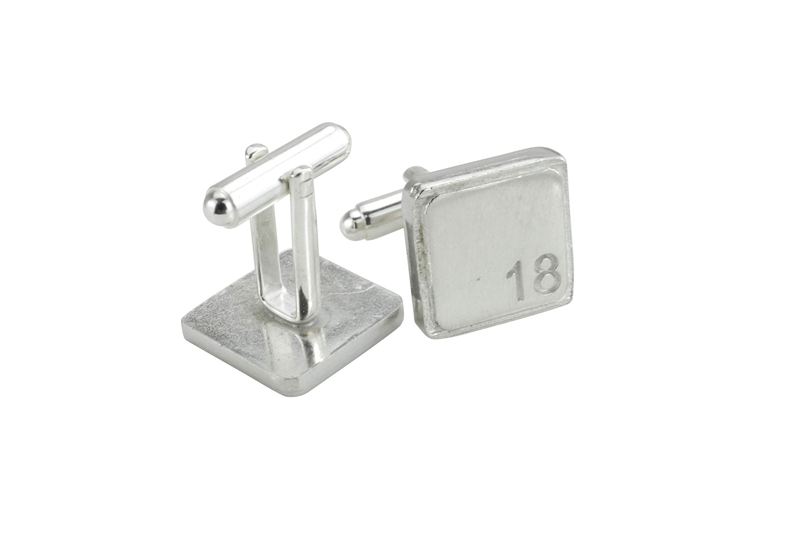 Square Cufflinks with ‘18’ Engraved - 18th Anniversary
