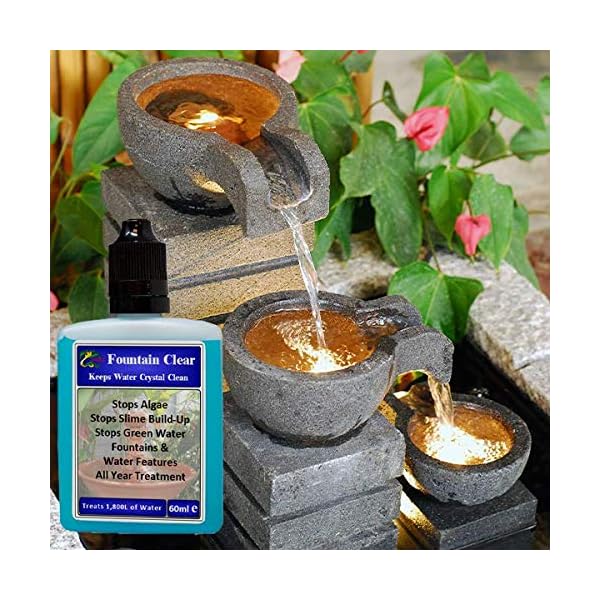 HYDRA-Fountain-Clear--Best-Water-Feature-Cleaning-Fountain-Cleaner-Treatment-Keeps-Water-Crystal-Clear-from-Algae-Green-Water-Biofilm-Build-up-500ml-Treats-15000L-Highest-Dilution-Rates HYDRA Fountain Clear Water Feature Cleaner | 500ml Treats 15,000L Highest Dilution Rates - Water Feature Treatment Keeps…