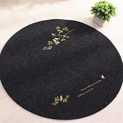 Hoomy Embroidered Round Floor Rugs for Computer Chair Nonslip Water Absorption Floor Mats Durable Small Carpet Black Gray31-inch