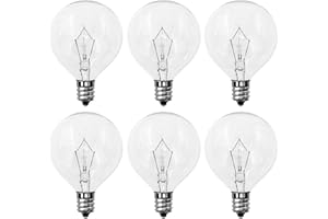 PaeorRorL Wax Warmer Bulbs 6 Pack,G50 25 Watt Light Bulbs for Full Size Scentsy Wax Warmer, 120V E12 Base G16.5 Globe Clear Scentsy Incandescent Light Bulbs for Candle Warmer Lamp, Long Lifespan Bulb