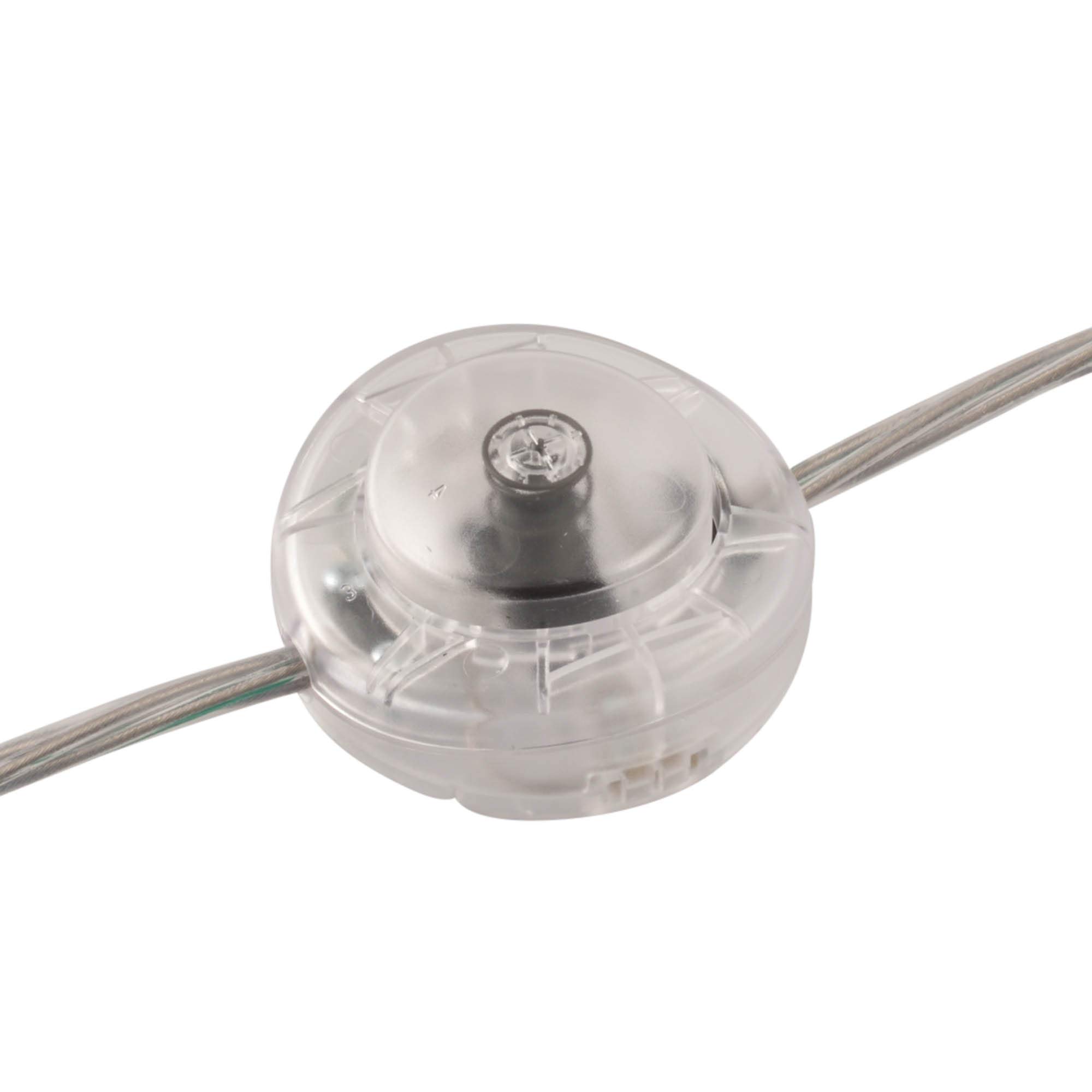 ElekTek Clear Transparent Lamp Light Push Button In Line Switch, 65mm Diameter, Foot or Hand Operated Press Switch, for 2 or 3 Core Flex