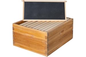 Honey Lake 10 Frame Langstroth Deep Brood Bee Hive Box Dipped in Beeswax, Sections of Wood for Beehives, Includes Beehive Frames and Waxed Foundations (Unassembled)