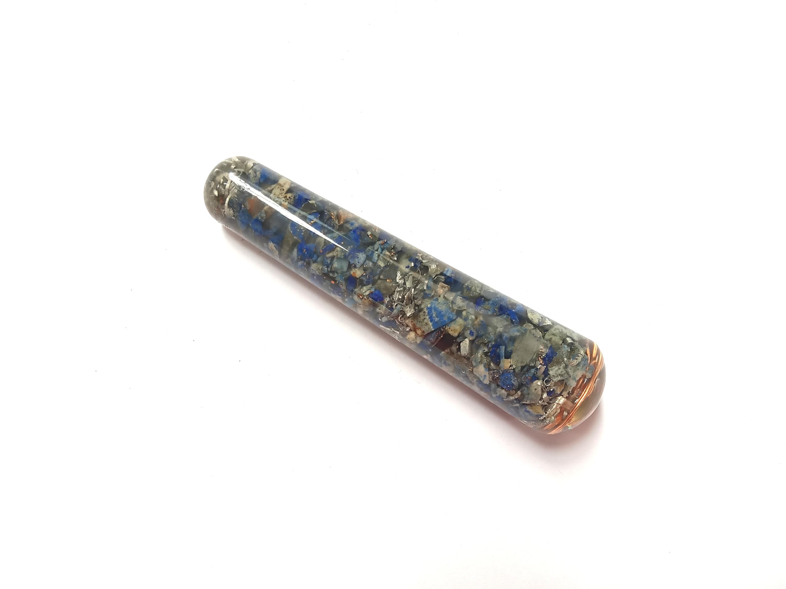 Prajet Energized Orgonite Smooth Massage Wand Stick Energetic Copper Chokurei Reiki Healing Genuine Crystal Divine (Lapis Smooth)
