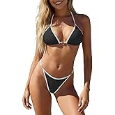 RELLECIGA Women's Thong Bikini Set Triangle Halter Brazilian Two Piece Swimsuit