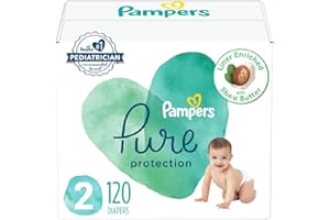 Pampers Pure Protection Diapers - Size 2, 120 Count, Hypoallergenic Premium Disposable Baby Diapers