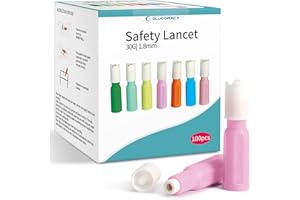 Glucoracy Safety Lancets, Sterile, Top Push Button Activated, 30 Gauge, 1.8 mm, 100 Count, 1 Pack
