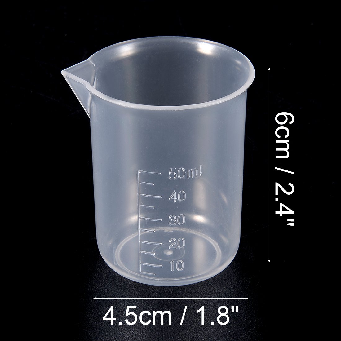 sourcing map Measuring Cups 50ml PP Plastic Graduated Beaker Transparent for Lab Kitchen liquids 6pcs, 6pcs/50ml - Image 4