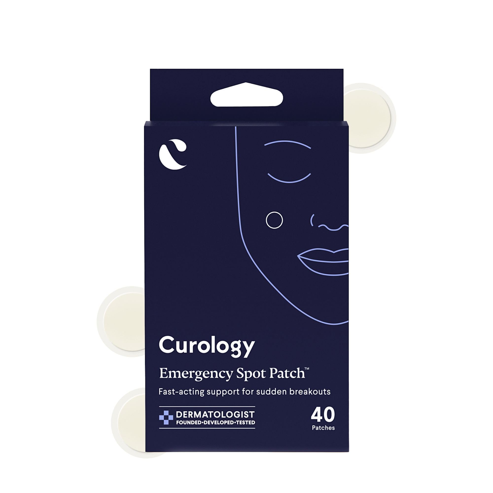 Curology Emergency Spot Pimple Patches for Face, Stocking Stuffer Gifts, Hydrocolloid Pimple Patches Fast-Acting, 40 Count