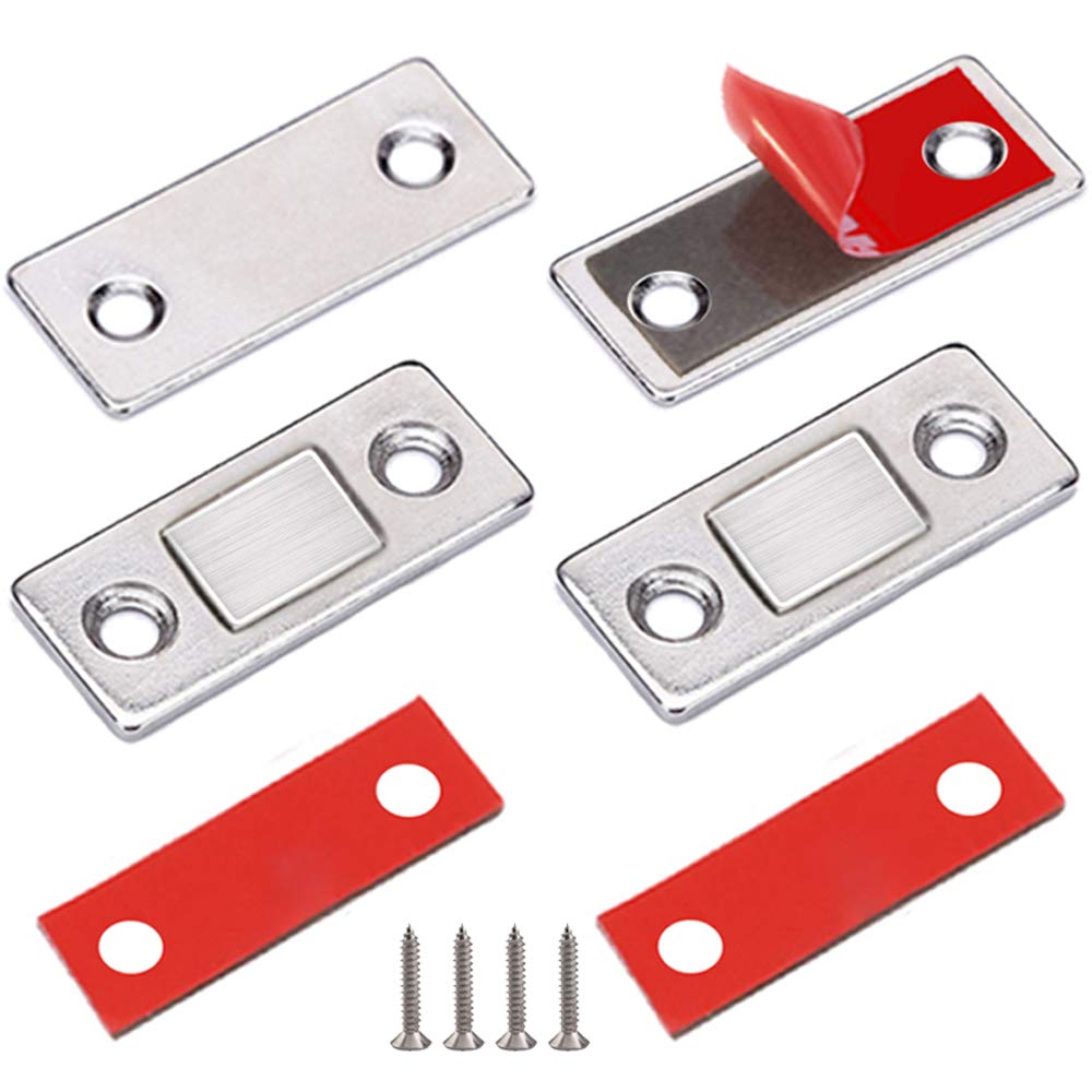 Jiayi 2 Pack Ultra Thin Cabinet Door Magnets Stick on Drawer Cabinet Latch Magnetic Closures for Cabinets Kitchen Closet Closing Magnetic Door Catch Closer