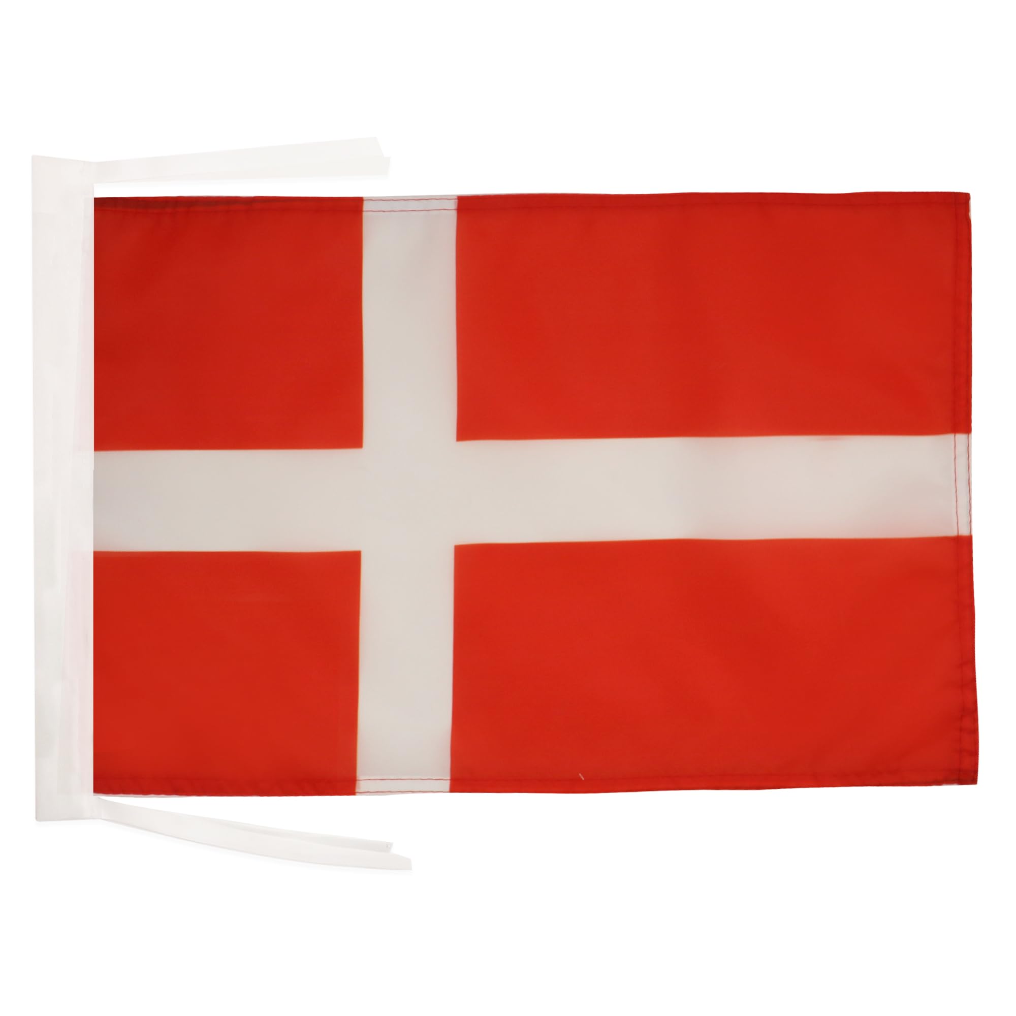 AZ FLAG - Denmark Flag - 18'' x 12'' - 100% Polyester Danish Small Banner with Two Cords - Fade Resistant - Vivid Colors - 18x12 in - 45x30 Cm