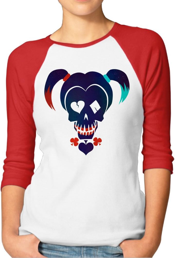 Womens Suicide Squad-Harley Quinn Cool 3/4 Sleeve Raglan T Shirts Baseball Tops