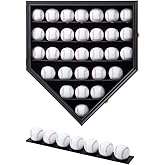 Baseball Display Frame Case Baseball Shadow Box Wall Cabinet Baseball Holders for 30 Balls Display with Lockable Anti Fade UV Protection Acrylic Door for Homerun and Collector Autograph Balls, Black