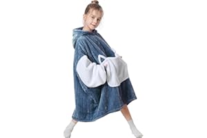 Aemilas Wearable Blanket Hoodie for Kids 6-12 Comfort Oversized Hoodies Blanket Sweatshirt Birthday Gifts, One Size Fits All