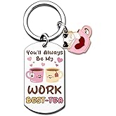 VIESUJI Work Bestie Gifts for Women Christmas Galentines Day Gifts for Coworkers Work Bestie Keychain New Job Retirement Birthday Going Away Farewell White Elephant Gift for Women Adults