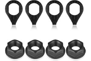 SKRFREN Bicycle Hub 3/8 Inch Black Flange Shaft Nut Kits, Bicycle Hub Flanged Axle Nut and Safety Washer Bicycles Wheel Axle Nuts with Front and Rear Bicycles Wheel Safety Washers, Black BicycleHub Parts