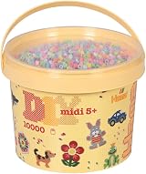 Hama Midi Beads Bucket ~10,000 Assorted Pastel Beads Mosaic Kit for Kids