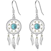 Dream Catcher Earrings for Women 925 Sterling Silver Western Earrings Dream Catcher Dangle Cowgirl Earrings Bohe Jewelry Gifts for Women