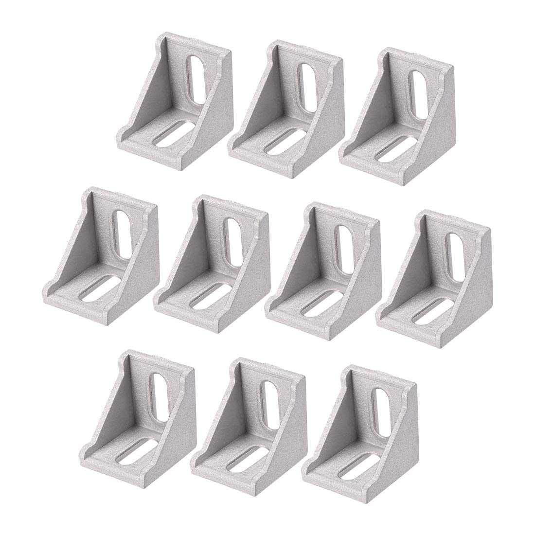 sourcing map Inside Corner Bracket Gusset, 40mm x 40mm for 4040 Series Aluminum Extrusion Profile, 10 Pcs (Silver)