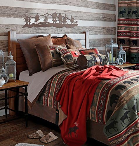 Rustic Western Southwestern Outdoors Cabin Inspired Comforter Set 5PC Backwoods (King) R4L6125-5