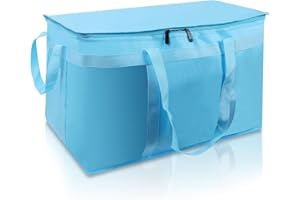 szkoo 2 Pack Insulated Food Delivery Bag Blue Pizza Delivery Bags for Hot & Cold Food, Large Capacity Reusable Warming Bag Catering Cooler Bag for Party