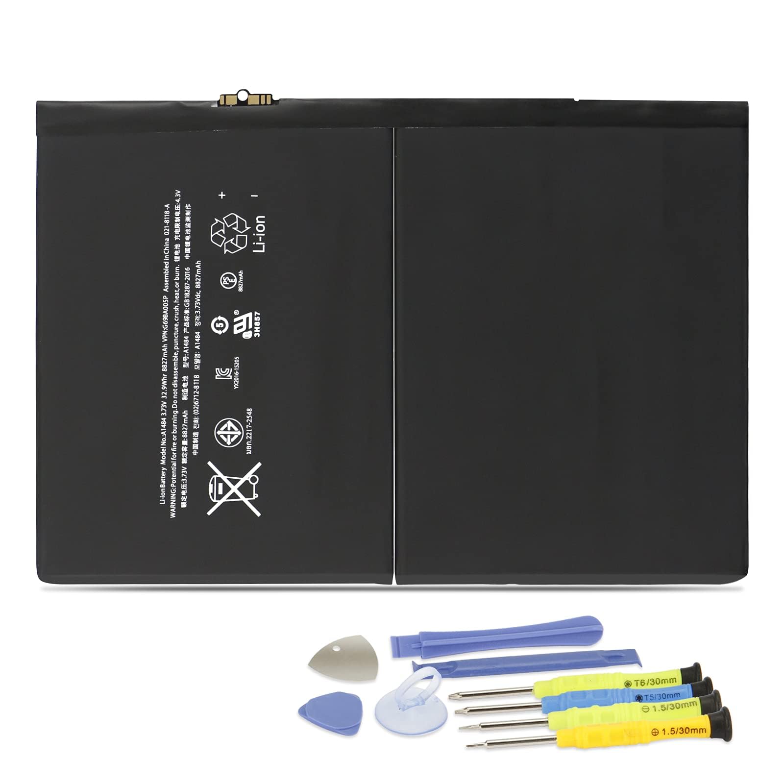 ANTIEE 8827mAh 32.9Wh A1484 Replacement Tablet Battery Compatible With iPad 2017 A1822 A1823 iPad 2018 A1893 A1954 iPad Air A1474 A1475 A1476 MD785LL/A MD786LL/A MD787LL/A MD785CH/A With Tools