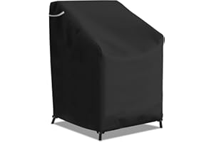 STARTWO Stackable Patio Outdoor Chair Covers,Waterproof Heavy Duty Lawn Furniture Cover for 4-6 Stacking Dining Chairs, 28"Lx36"Wx47"H,Black