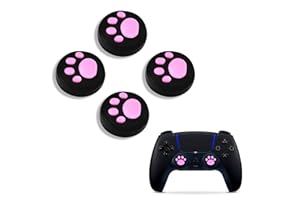 LIBERHAUS 4Pcs Cat Paw Pink Thumbstick Grips - Controller Joystick Grips for Smooth, Precise Control & Comfort – Soft Silicone Joystick Caps, Compatible with Switch, PS5, PS4, Xbox & Standard Game Controllers