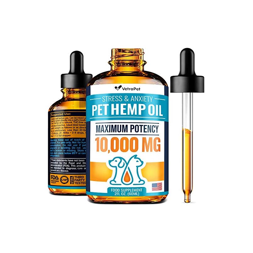 Hemp Oil for Dogs and Cats Maximum Potency 10,000mg, 2oz Premium
