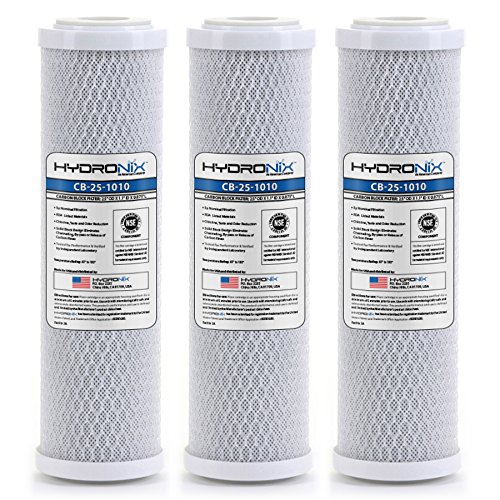 Hydronix HX-CB-25-1010/3 Reverse Osmosis & Drinking NSF Coconut Carbon Block Water Filter 2.5 x 10, 10 Micron-3 Pack, White