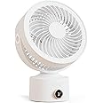 CARONSORT Desk Fan, Small Oscillating Fan, Table Air Circulator Fans for Bedroom, Rechargeable Battery Operated Fan with 3 Speeds, Mini Fan 9 Inches, 90° Adjustable Tilt, 30 db Low Noise, White