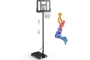 LISCHWERT Basketball Hoop Outdoor, 4.2-10ft Height Adjustable Basketball Hoop, Portable Basketball Hoop with Rollers and 43x29Inch Shatterproof Backboard for Kids and Adults in Outdoor/Indoor